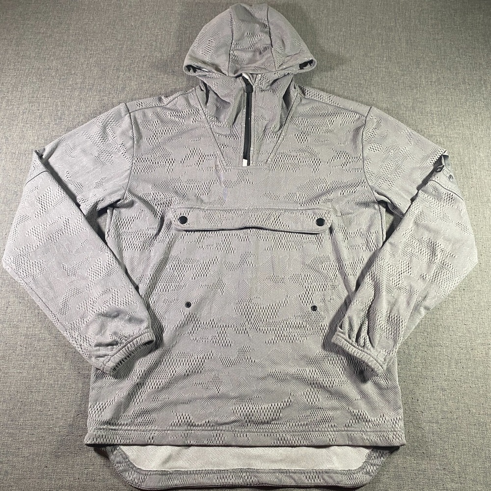 Adidas Warp Mesh Greone Gray Anorak Hoodie Mens‎ Size Small CD4539 Stetch